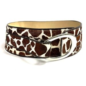 Leatherock Wide Animal Print Calf Hair and Leather Belt